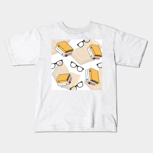 Book and Glasses Print Pattern Kids T-Shirt